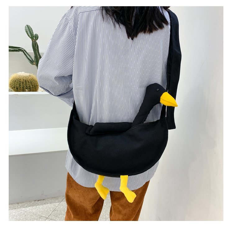 cute duck head canvas trendy funny ugly duck messenger shoulder bag 401810cmpicture4