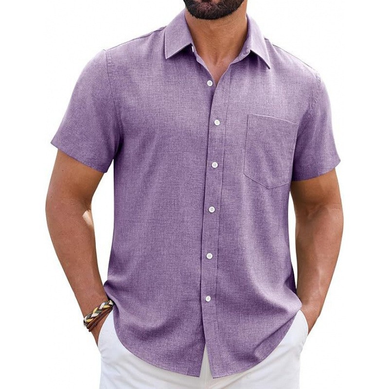 Cross-Border Amazon Shein New Style Short-Sleeve Solid Color 3D Printed Men's Casual Versatile Button-Up Shirt Top Cross-Border Amazon Shein New Style Short-Sleeve Solid Color 3D Printed Men's Casual Versatile Button-Up Shirt Top