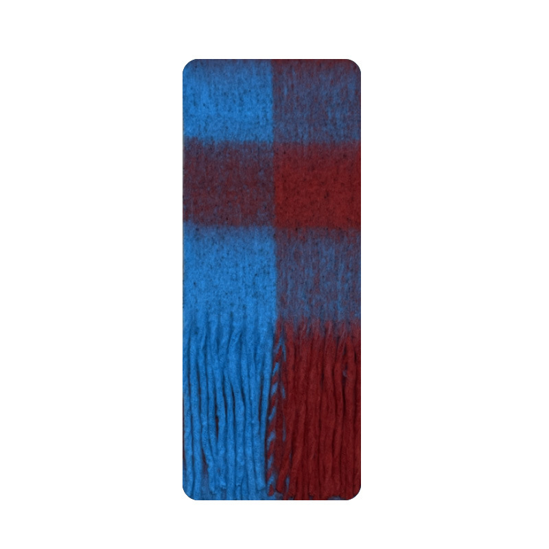 Designer's niche extended fringe scarf checkerboard checkerboard cashmere scarf women's winter ambience scarf_voghion.com