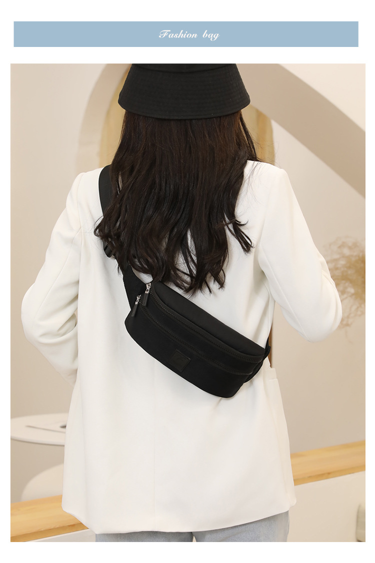 Women's fashionable and trendy waist bag, waterproof nylon crossbody bag, outdoor sports mobile phone waist bag, simple crossbody bag undefined