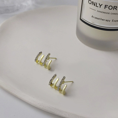 抖音同款小众设计高级感镶钻四爪耳排耳钉女轻奢时尚气质网红耳环