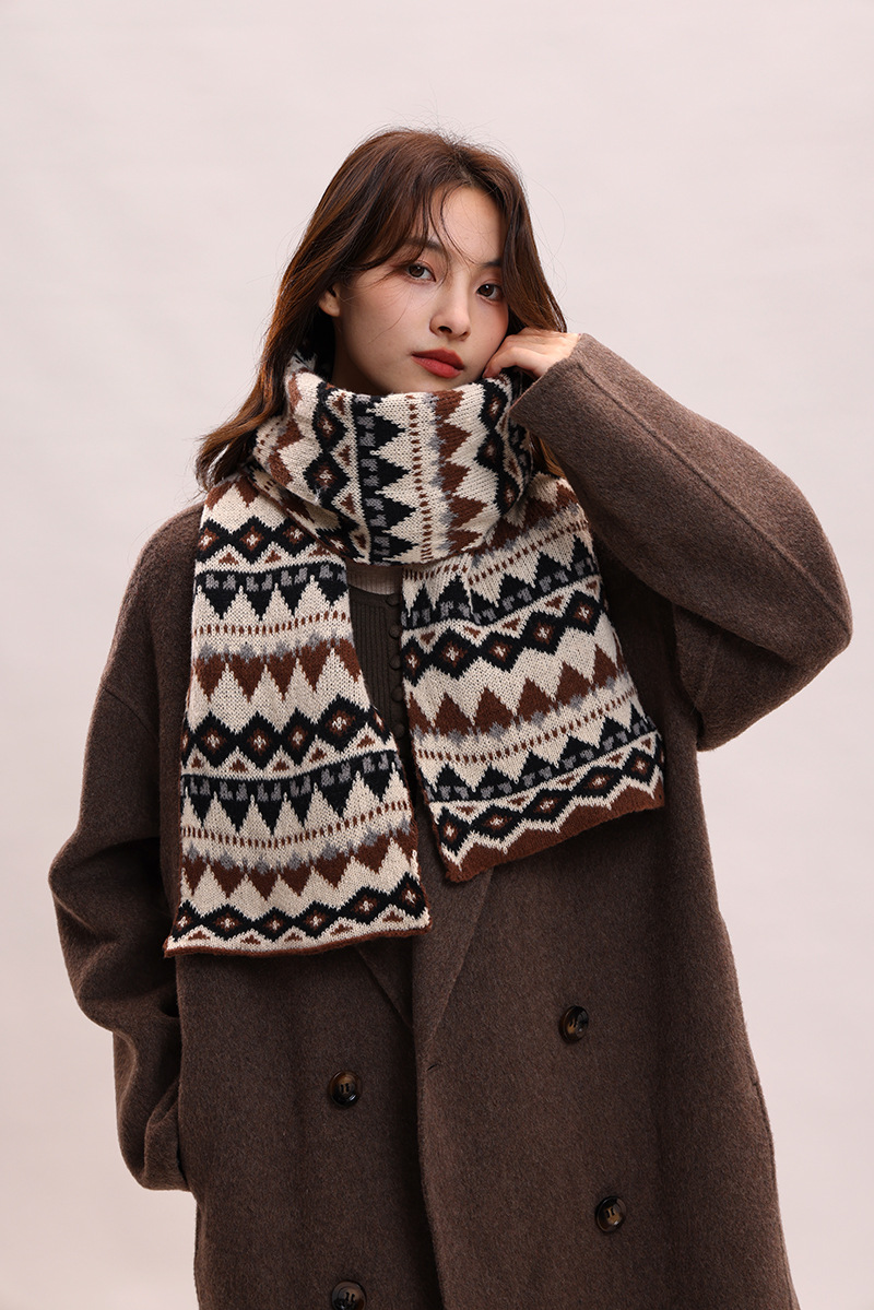 Jacquard Herbst Winter, koreanische Version und Hut, zweiteiliges Set, Schal für Frauen, vielseitig, Studentin, Paar, warmer Schal_voghion.com