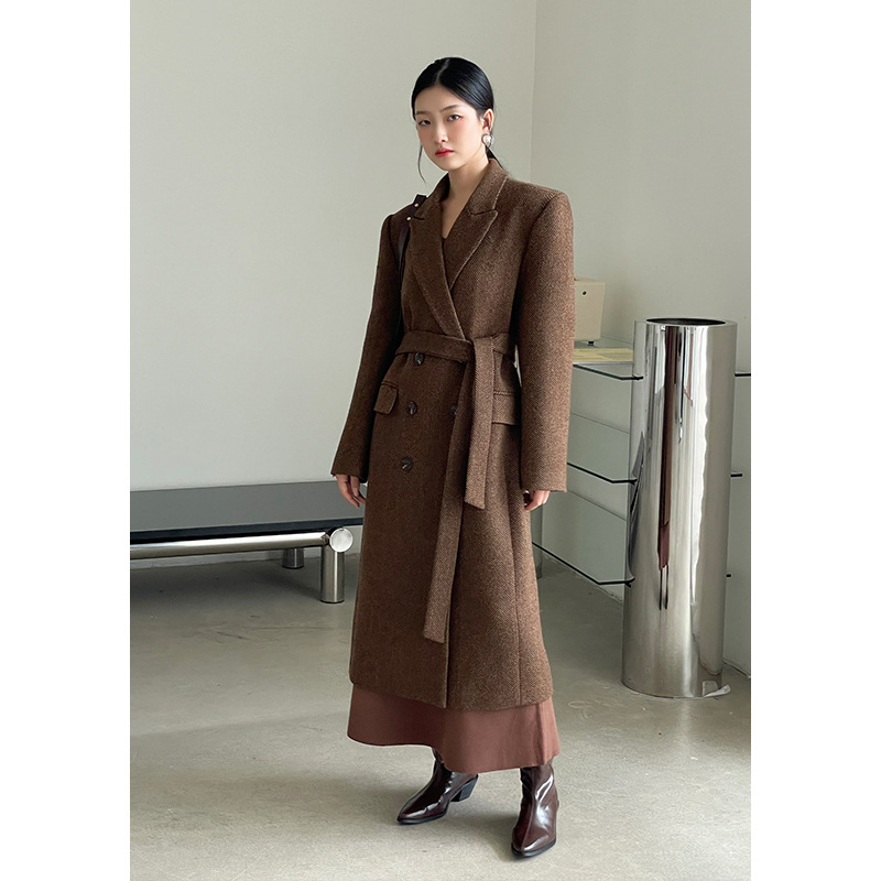 French senior Fur overcoat Thirteen 2022 Autumn and winter new pattern Simplicity leisure time have more cash than can be accounted for Herringbone coat