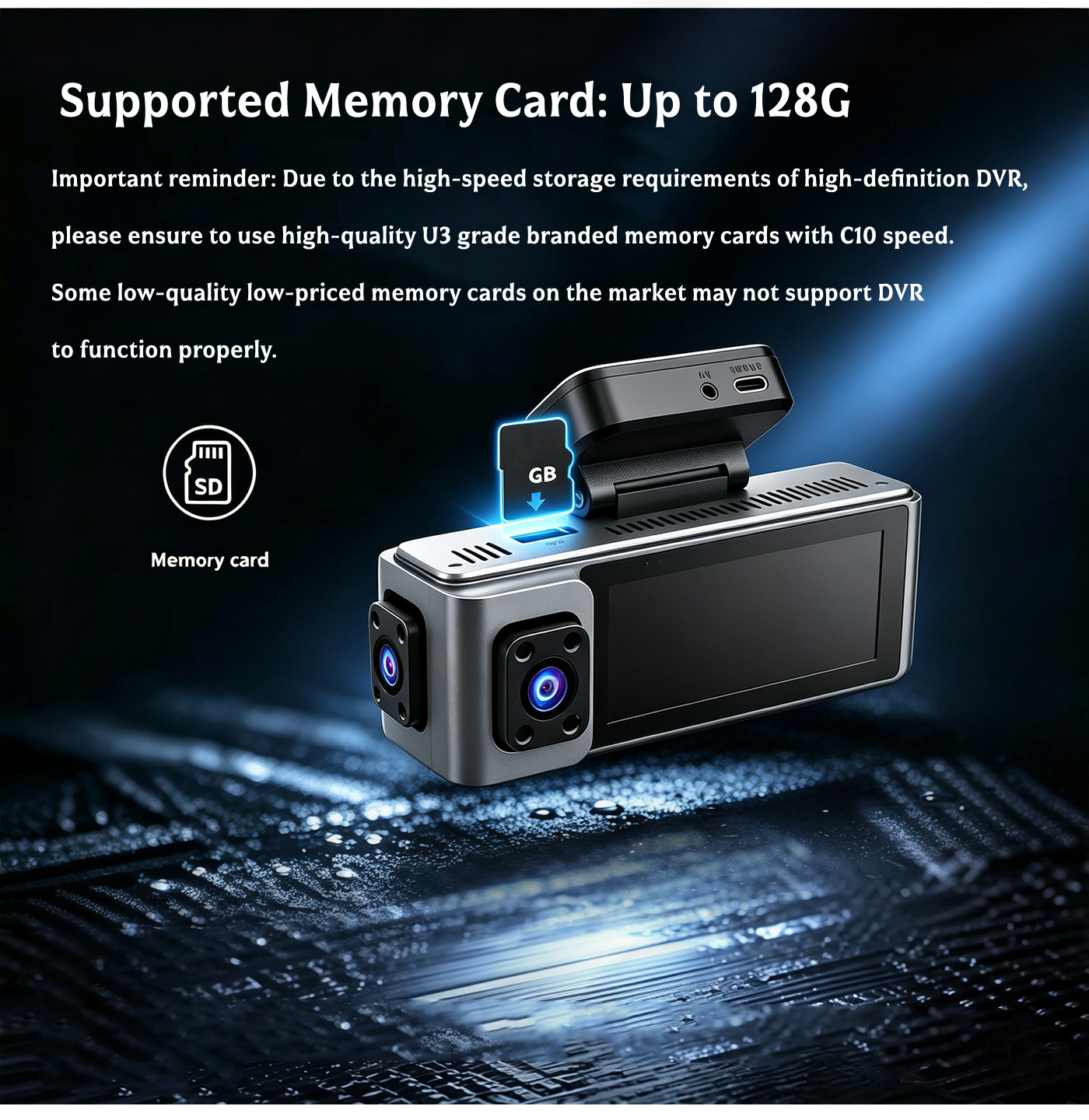 Cross-border five-lens dashcam with high-definition 2K wide-angle night vision, WiFi, front and rear in-car recording device