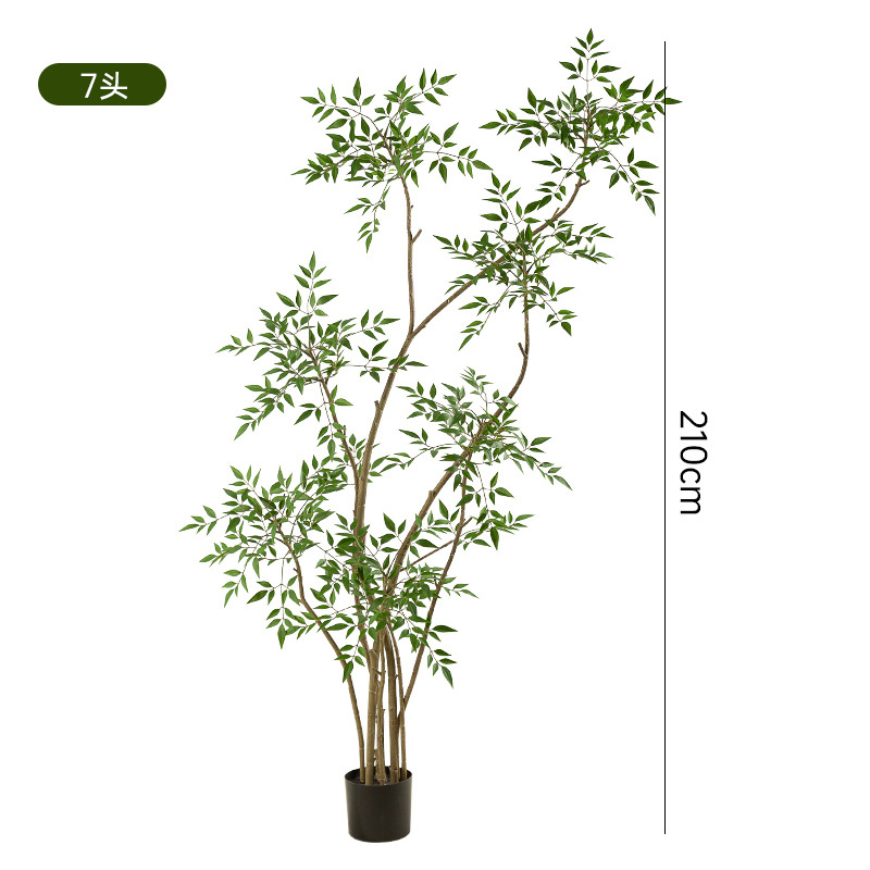 Simulación de plantas verdes Sensación avanzada Bambú Nantian Planta en maceta de piso grande Sala de estar interior Árbol falso biónico Decoración de plantas