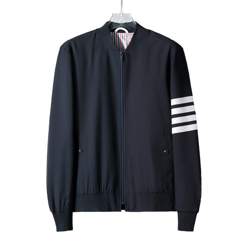 Autumn and Winter New Style Stand Collar Double-Layer Four-Stripe Fashion Jacket Men's Workwear Casual Versatile Baseball Jacket Wool Coat