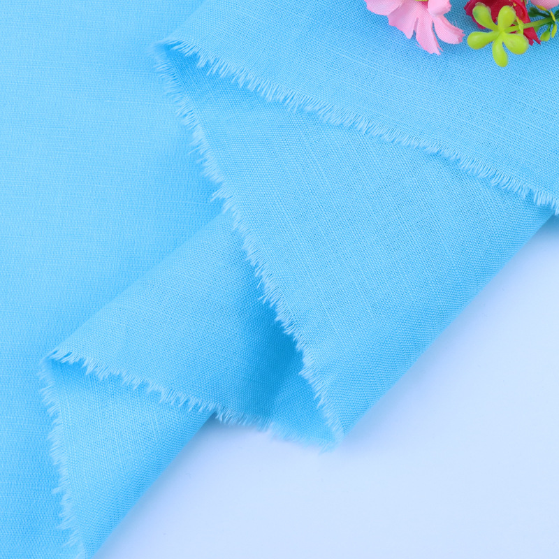 Guangzhou en stock 317 # tela de algodón de lino liso color sólido tela de algodón de lino primavera y verano estilo étnico tela de vestir image 5