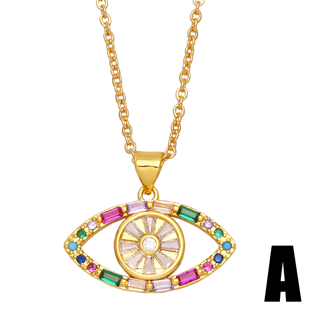 Fashion Devilu0027S Eye Copper Pendant Necklace Enamel Inlay Zircon Copper Necklaces