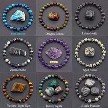 晶德珠宝天然水晶玛瑙原石单圈手链欧美跨境天然石男女款手饰批发