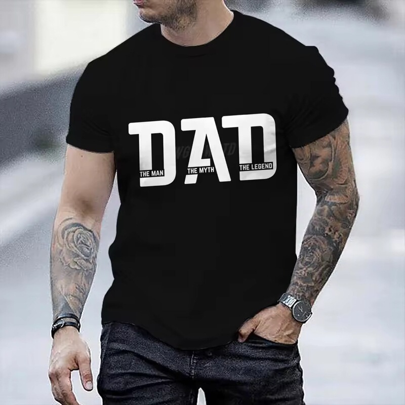 Short-Sleeved T-Shirt for Men and Women, Dad, This Man, Myth and Legend Letter T-Shirt, Father's Day Loose Round Neck Couple's Top Short-Sleeved T-Shirt for Men and Women, Dad, This Man, Myth and Legend Letter T-Shirt, Father's Day Loose Round Neck Couple's Top