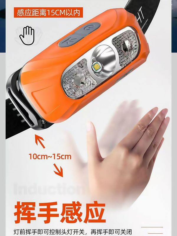 防水ヘッドマウント屋外フィールドフィッシングヘッドライト誘導 LED 照明ダブルリチウム電池強力なライト長距離長寿命ヘッドライト|undefined