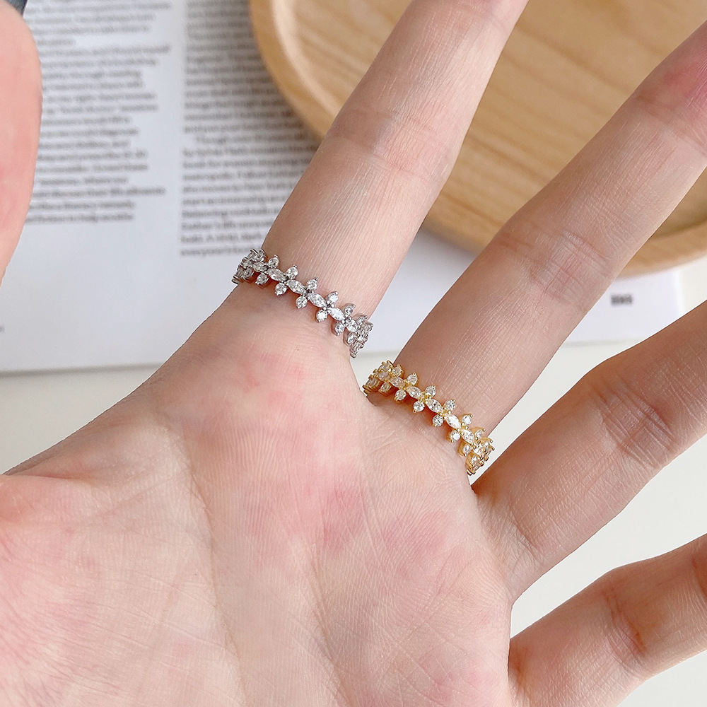 Luxurious Geometric Sterling Silver Plating Zircon Rings