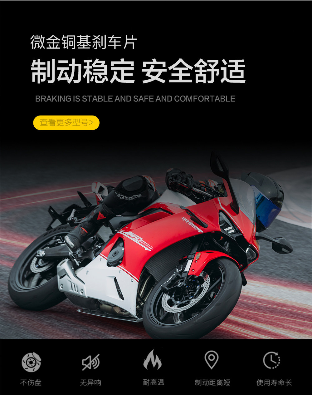 Suitable for Kovey 450Rr Standard Model/Performance Model/Mann Island Model/New Player Model Front and Rear Brake Pads and Disc Brake Pads
