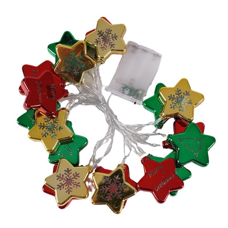 Transfronterizos LED Navidad decoración galvanizado esfera pequeña lámpara de cadena de luz de color estrella luz de árbol de Navidad luz de atmósfera de control de voz