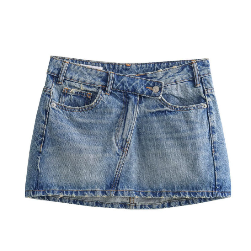 Cross-Border Women's Clothing Manufacturers Wholesale 2026 Spring New Products European and American Denim Cotton Mid-Waist Simple Mini Denim Skirt Cross-Border Women's Clothing Manufacturers Wholesale 2026 Spring New Products European and American Denim Cotton Mid-Waist Simple Mini Denim Skirt