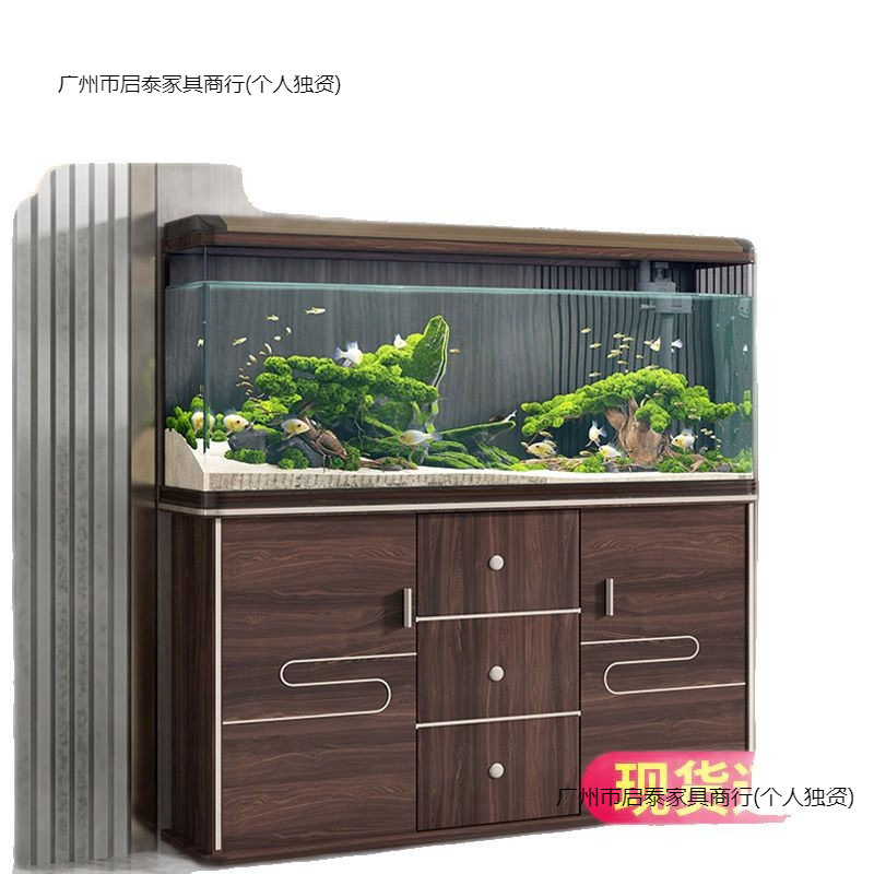鱼缸一体成型套餐鱼缸客厅家用懒人免换水智能显示器金鱼缸带地柜|undefined