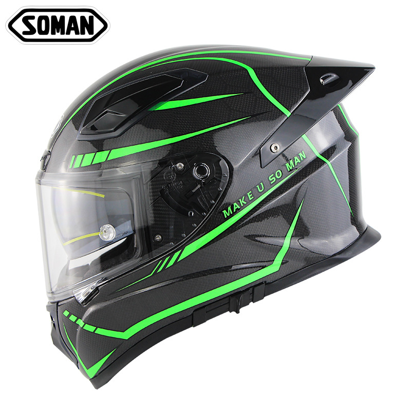 SOMAN Casco de carreras de fibra de carbono Motocicleta para hombres y mujeres a la conducción Motocicleta personalizada Casco para correr profesional Four Seasons Casco integral X8