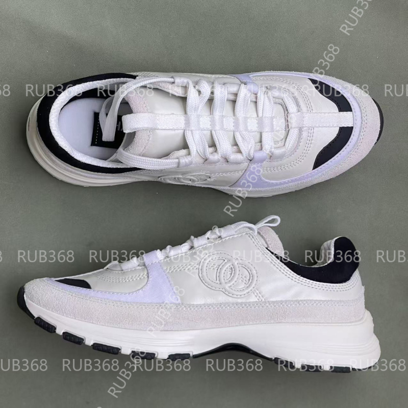 Chanel-Style Sports Casual Black and White Color-Blocked Leather Thick-Soled Height-Increasing White Sneakers with Laces, Dad Shoes, Panda Double C Women's Shoes Chanel-Style Sports Casual Black and White Color-Blocked Leather Thick-Soled Height-Increasing White Sneakers with Laces, Dad Shoes, Panda Double C Women's Shoes