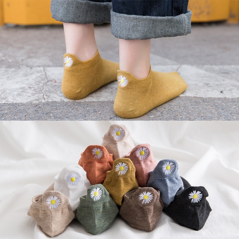 Calcetines bajos para mujer estilo japonés con bordado de Mickey Mouse diseño liso primavera verano en stock