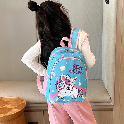 Unicorn cartoon light and breathable kindergarten girl's small middle class unicorn children's dual shoulder bag cross-border back