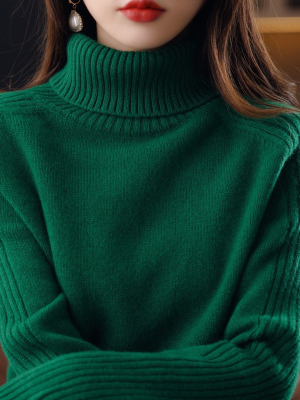 Suéter de cuello alto para mujer forrado de lana engrosado 2024 Otoño e Invierno Nuevo popular estilo occidental interior superior de punto camisa de fondo de Invierno para mujer grueso