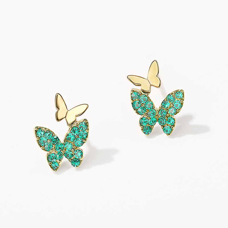 Fashion Butterfly Copper Inlay Rhinestones Ear Studs 1 Pair display picture 2