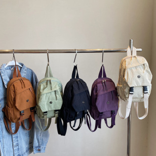 Casual Casual Backpack Korean Style Washed Cloth Pure Color Middle School Student Bag 2025 Summer New Large Capacity Bag