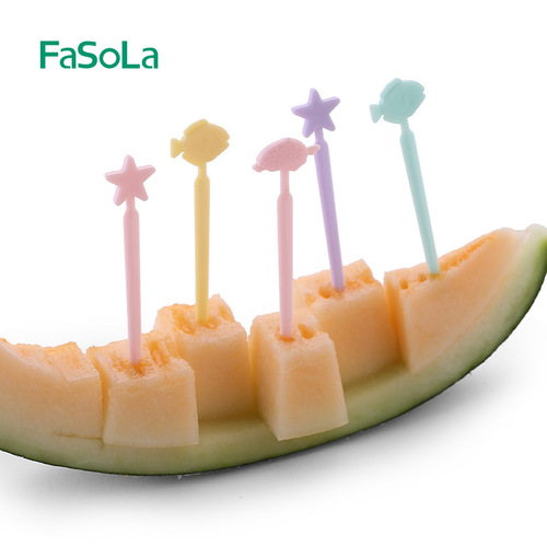 FaSoLa simple fashionable animal cartoon fruit fork food grade ABS plastic creative fruit picks can be used repeatedly