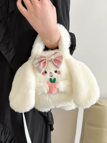 Cute Aocado Rabbit Doll Plush Bag Bunny Doll Children's Hand Shoulder Crossbody Small Bag Cartoon
