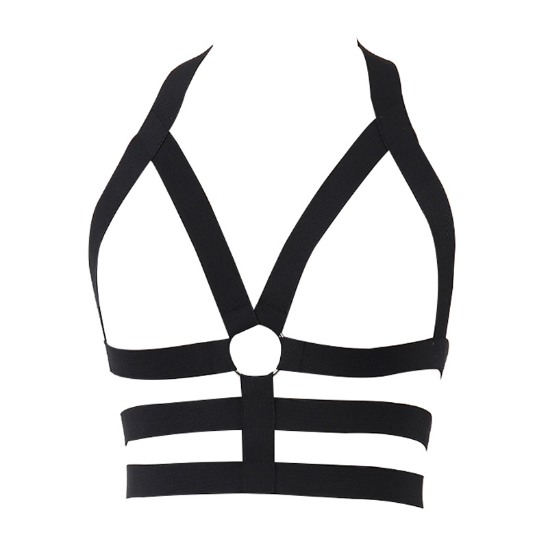 Belt made of bamboo-like material, black harness, underwear, European style, beautiful back