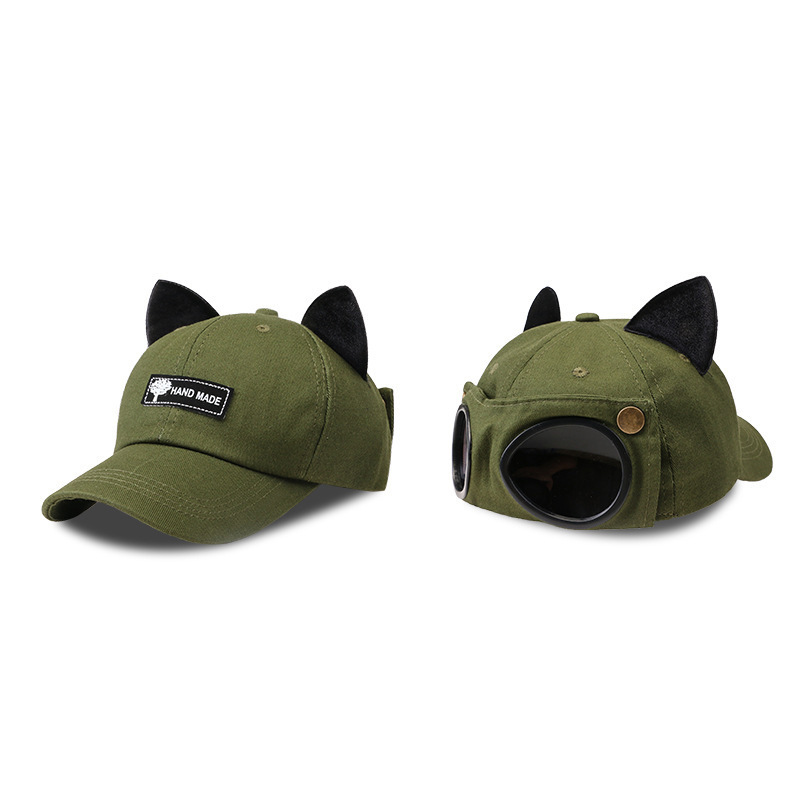 Cappellino baseball aviatore con orecchie di gatto per ragazze_voghion.com