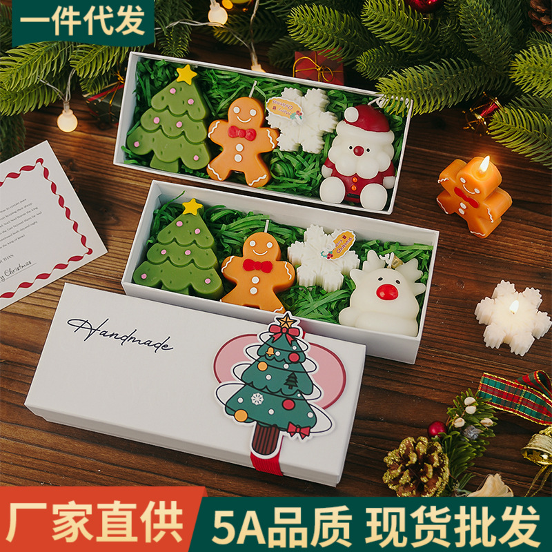 Caja de regalo con velas aromáticas navideñas, diseño artesanal y creativo, regalo ideal con fragancia festiva