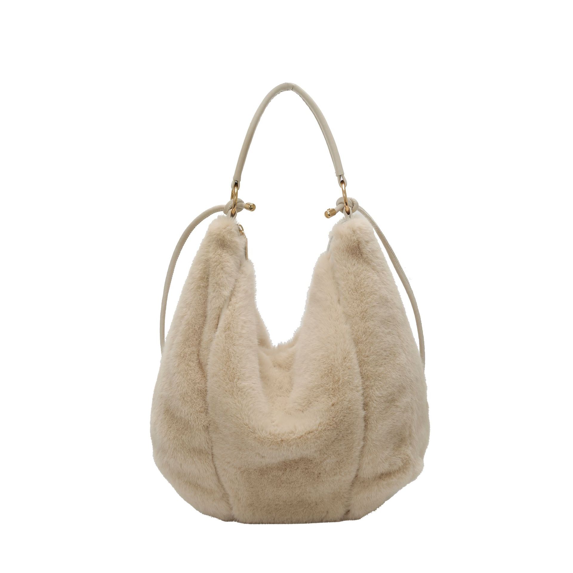 2025 invierno nuevo bolso de lana portátil bolso de brazo fresco bolso de moda de mujer bolso de bolso de bolso dulce bolso de hombro bolso de mochila