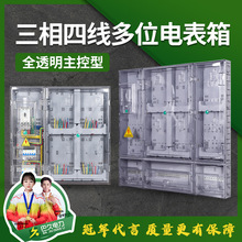 三相四线多户电表箱2/4/6/8/10/12/14户透明塑料户外防雨明装电箱