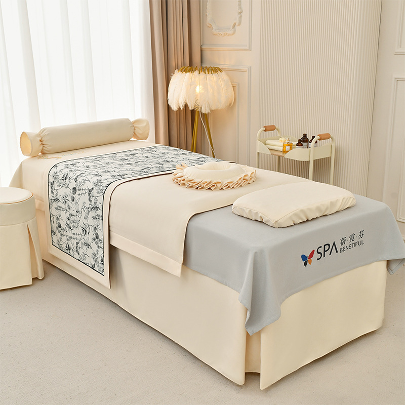 High-End Beauty Bed Cover Four-Piece Set, Accessible Luxury Beauty Salon Special Bed Bed Sheets, Massage Four-Season Bed Cover, Physiotherapy Shampoo Universal