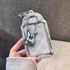 摇滚贝斯可爱小猫卡套PVC追星3寸小卡拍立得收纳保护卡框包包挂件