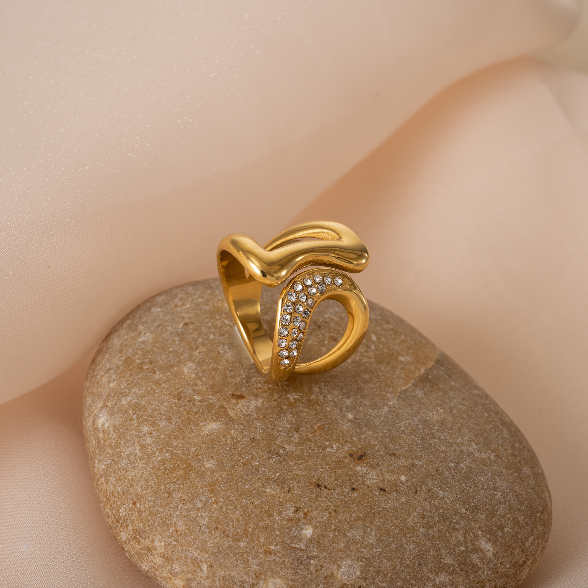 Titanium Steel Material Geometric Pattern Wholesale Jewelry Casual Elegant Lady Geometric Titanium Steel Open Rings