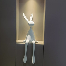 网红大白兔子坐姿摆件极简创意客厅玄关展示电视柜酒柜壁龛雕塑装