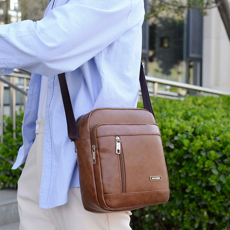 Capacious polyurethane shoulder bag for leisure, backpack, Korean style, high-end