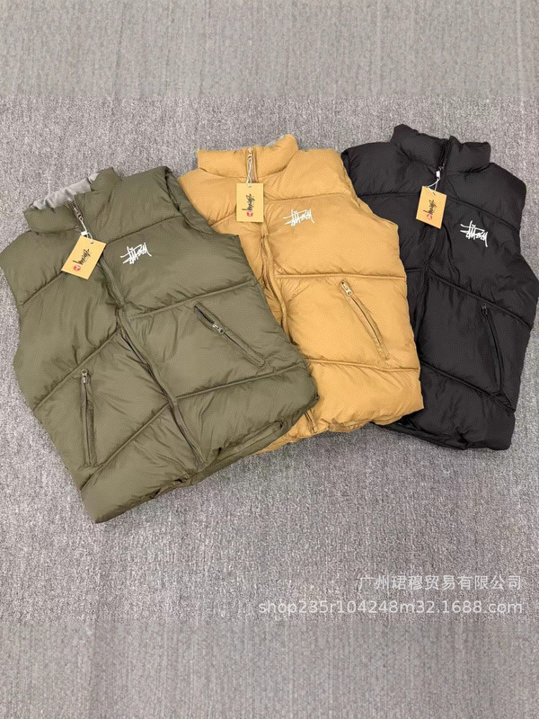 跨境外贸 STU马甲秋冬季加厚保暖棉马甲背心男女休闲潮流棉服马甲|undefined