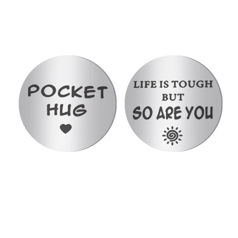 Cross-border best-selling gifts, hugs and blessings, pocket hug series stainless steel leather decision coins souvenirs