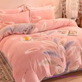 加厚双面牛奶绒床上四件套加绒2025新款珊瑚绒床单法兰绒床品