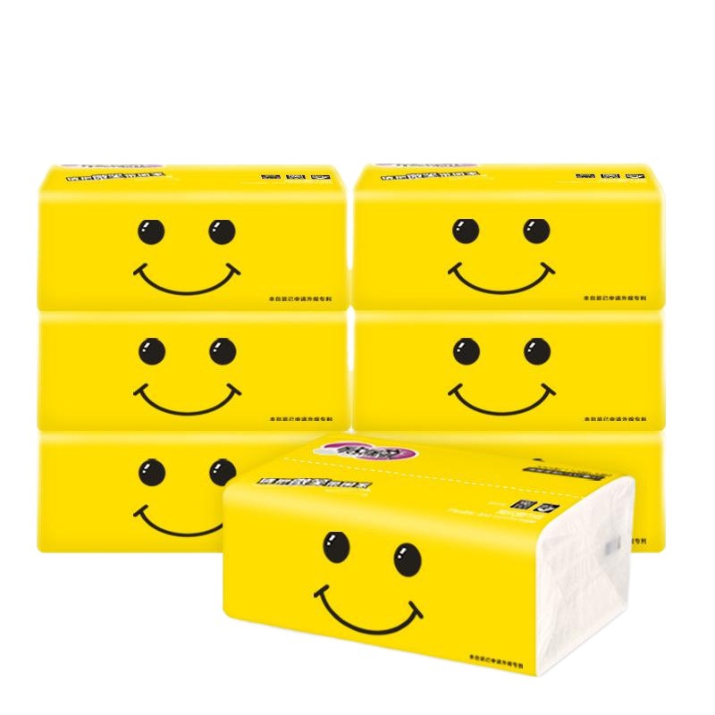 Xinmier Smiling Log Tissue Baby Tissue Paper Four Layers 300 Facial Tissue Napkins Whole Box Wholesale