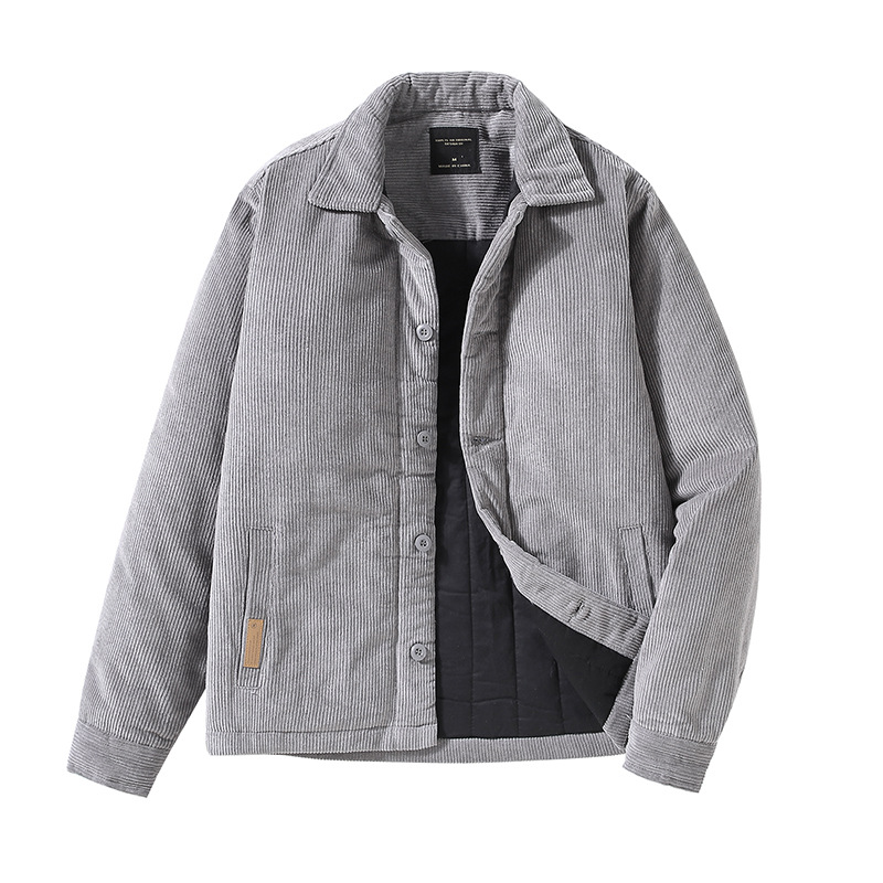 G082 japonés retro casual algodón y engrosamiento de pana hombres chaqueta juvenil camisa todo partido entrega de una pieza