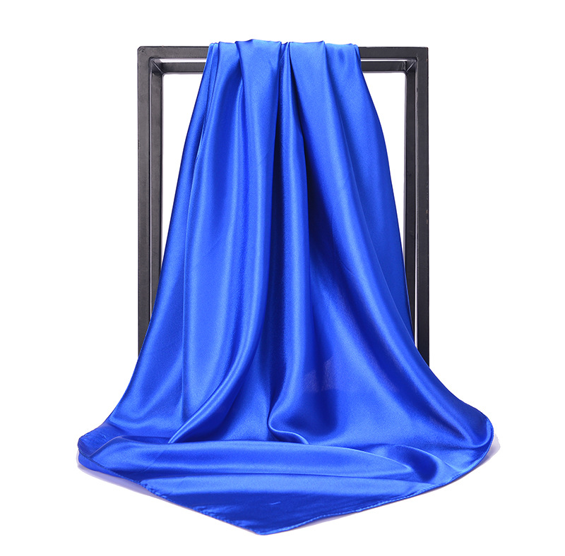 Women's Elegant Basic Simple Style Solid Color Satin Satin Printing Silk Scarf display picture 3