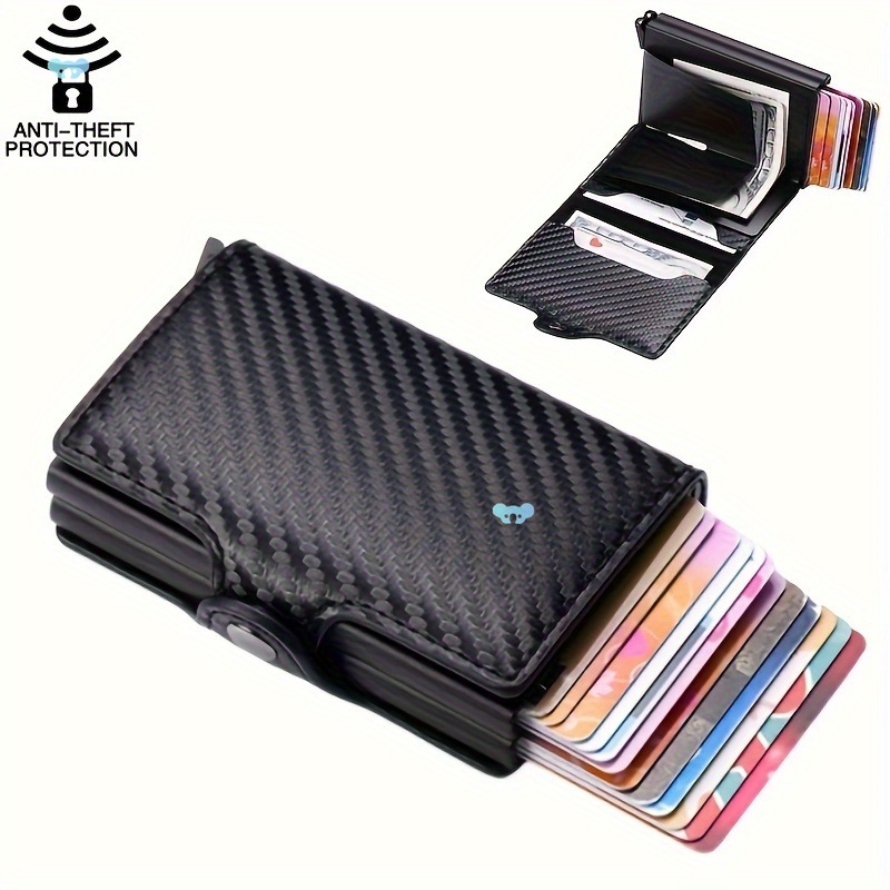 Small Double Deck rfid Aluminum Buckle Card Holder Wallet