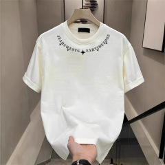 夏の純綿Tシャツ半袖メンズ万能シンプルアメリカンプリントカジュアルハイストリートファッションブランド半袖ヘビートップ