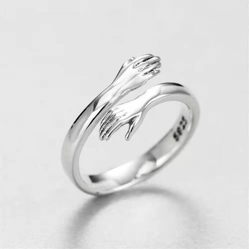 Cross-border New Love Hands Embrace Ring Japanese and Korean Couple Ring Simple Men's and Women's Arms Open Ring Cross-border New Love Hands Embrace Ring Japanese and Korean Couple Ring Simple Men's and Women's Arms Open Ring