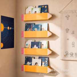 木制铅笔造型悬浮架墙上装饰摆件绘本玩具储物架创意书籍收纳架