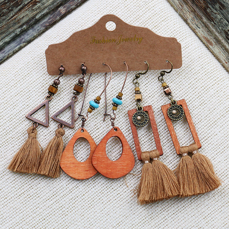 Plating Design 1 Set Bohemian Tassel Flower Plating Alloy Drop Earrings